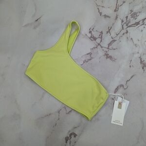 Good American Swim Top Women Green Key Lime Scuba One Shoulder Bikini